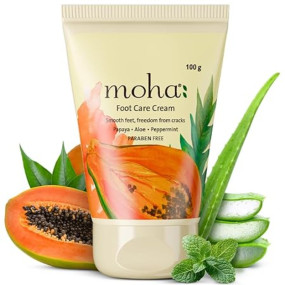 Moha: Foot Cream For Rough, Dry and Cracked Heel, Feet Cream For Heel Repair With Benefits Of AleoVera, Papaya & Peppermint (100ml) Pack of 1