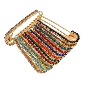 CRAFT Stone Safety Sadi Sari Hijab Brooch Broaches pins Duppata Saree pleat pin for women & Ladies