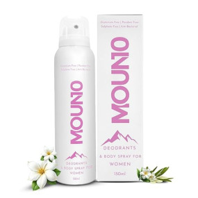 Moun10 Aluminum Free Deodorant Sprays for Women - Ivory bloom Gym & Sports, 150ML - Paraben free, Sulphate Free & Anti-bacterial, India's cleanest deo brand, only 6 ingredients, Body spray for Women