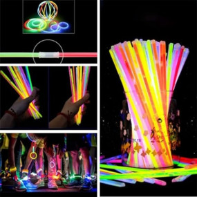 Party Propz Glow In The Dark Neon Bands - 50 Pcs Glow Sticks for Kids | Glow Sticks | Return Gifts for Birthday | Glowing Stick | Glow Sticks for Party | Neon Band | Return Gift for Kids Birthday
