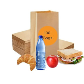 100PCS Kraft Paper Bags - 6 lb (5.75 x 3.75 x 10.6 inch) Paper Bags - Brown Paper Lunch Sandwich Bags for Bake Sales, Lunch, Grocery, Retail, Candy, Farmers Market and Takeout