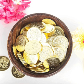 Anciently Lakshmi Kubera Coins 27 Nos Brass | Kubera Pooja Coins 27 Nos | Kubera Coins 27 Nos (Brass, 2.5 cm Diameter X 0.1 cm Thick) (Gold Colour)
