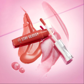Rimmel Stay Glossy Lip Gloss - Non-Sticky and Lightweight Formula for Lip Color and Shine - 030 Cake for Breakfast, .18oz