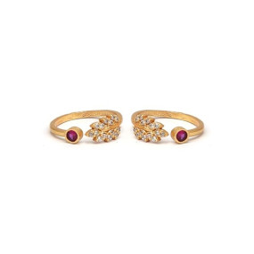 GRESHA Gold Plated Brass Bridal Jewellery of Traditional Ethnic Adjustable Toe Rings for Women