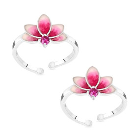ROOVI 925 Silver Toe Rings for Women I Flower 92.5 Silver Adjustable Toe Rings I 925 Hallmark | 6 Month Warranty