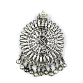 JEWELLERS Silver Plated Saree Pin Oxidised Safety pin Fancy Women Dupatta Hijab Chunri Safety Pin s14