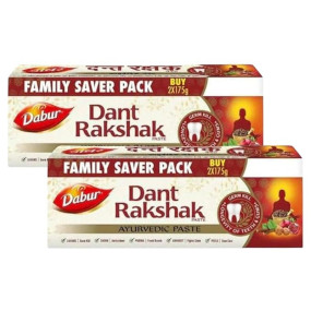 Dabur Dant Rakshak Ayurvedic Toothpaste - 700g (175g x 4) | With Goodness Of 32 Ayurvedic Herbs | Prevents & Calms Gum Pain | Kills Germs | Complete Family Toothpaste | No Added Fluorides & Parabens