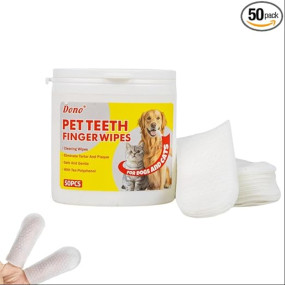 DONO Dental Care Finger Wipes for Dogs – Teeth Cleaning Finger Wipes for Dogs and Cats – Tooth Brushing Kit, Dental Wipes for Dogs – Reduces Plaque and Freshens Breath (50 Pieces)