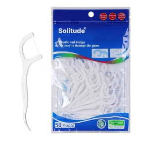 Solitude 50 Pieces 3 in 1 Tooth Cleaning Dental Floss Fresh Toothpick Cleaners, Disposable Teeth Flossing Thread Toothpicks with tongue cleaner Stick for Fresh, Healthy and Breath Gums