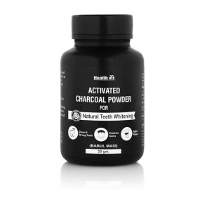 Healthvit Activated Charcoal Powder for Teeth Whitening - 20gm | Teeth Whitening Charcoal Powder | Bad breath remover | Enamel Safe Teeth | Oral hygiene products | Healthy Gums
