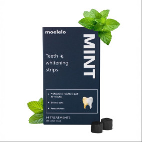MOELELO Teeth Whitening Strips - 28 Strips | Mint | Whitens in 1 Use | Effective Tartar, Stain & Plaque Remover | Peroxide-Free, Enamel-Safe, Sensitivity-Free Oral Care | Fast Teeth Whitening Products
