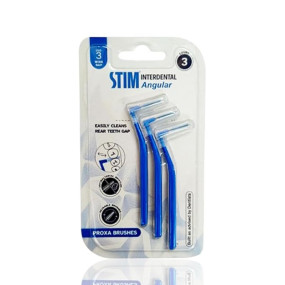 STIM Interdental Angular Adult Manual Brush Iso 3 For Wide Gaps, Smooth Cleaning Between Teeth, Dentist Recommended, Made In India (Blue, 3 Brushes, Pack Of 1)
