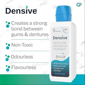 Densive Denture Cleaning Tablets and Denture Adhesive Powder Combo Pack of 6 (Pack of 3 x 30 Tablets and 3 Pack of Powder) | Denture Kit, Denture Cleaner, Denture Adhesive