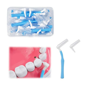 TecoKart® 30Pcs Interdental Brush for Teeth, Soft Dental Floss, Teeth Cleaning Tools with Portable Case, for Braces and Dental Devices (15 Brushes + 15 Replacement Brush Heads)