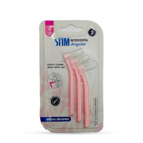 STIM Interdental Angular ISO 0-3's For Tight Gaps|Dentist Recommended|Easy Cleaning Between Teeth|Made In India|Pink|3 Manual Brushes For Adults|Pack Of 1