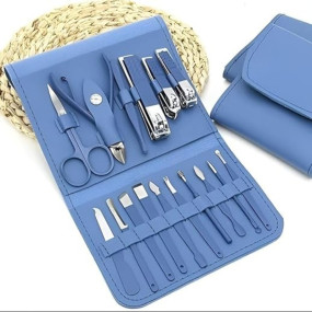 Manicure Set Nail Clippers, Stainless Steel Nail Scissors Grooming Kit with Acne Needle, Blackhead Tool, Leather Travel Case – 16-Piece Professional Nail Care Set
