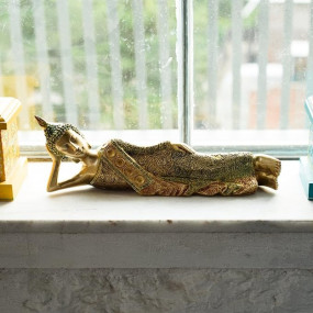 eCraftIndia Thai Reclining Buddha Antique Showpiece (35 cm x 8 cm x 10.99 cm, Brown)