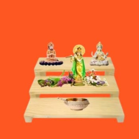 Wooden Buddha Altar Stand, 3-Tier Display Shelf for Home Decor, Natural Wood