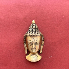 Brass Buddha Wall Hanging,11 CM, Outdoor Indoor Buddhist Deity, Buddha Head for Wall Decor Buddha Murti Temple Altar Yoga Studio Meditation Room Decor, | Home Entrance Decor | Diwali Gift