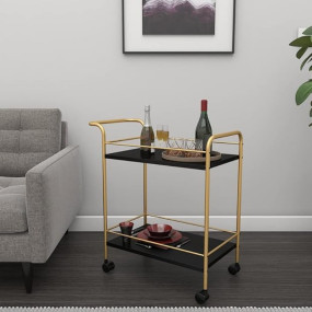 DECOWORLD|| Premium Metal Kitchen Serving Trolley with Wheels|| Barcart Trolley, Serving Trolley, Utility Cart with Wheels for Kitchen, Dining Room, bar or Living Room