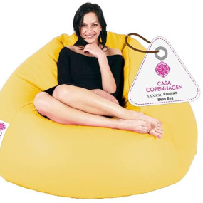 Casa Copenhagen Premium Leather Bean Bag Chair, Filled with Beans | Capacity: Upto 7 Ft Height, 200 KG Weight | 5XL | Sun Flower Yellow