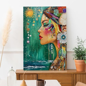 PAPER PLANE DESIGN Tribal Elegance Canvas Gallery Wrap Framed Painting | Wall Art for Living Room, Bedroom, and Office Decor | Ready to Hang | Size 20 In x 30 In DS1464