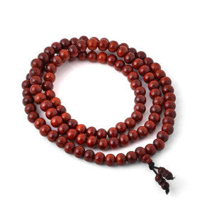 RDK® Handcrafted Original Red Sandalwood Mala Rosary Lal Chandan Jaapmala Wooden Knotted Japa Maala for Meditation Pooja Chanting Wearing Jewelry Prayer Beads - 108 Beads (8 MM)