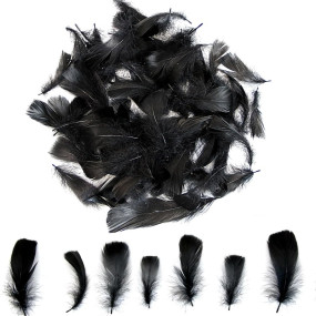 Prescent 100 pc Black Soft Turkey Fluffy Feathers for Art Crafts, Decorations, Making Apparels, & More (5-6 inches, Black)