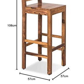 Indigo Interiors Solid Sheesham Wood Bar Tall Stool Patio Outdoor Garden Chair Seat Home Stool Brown (Brown) - 106 Cm, 57 Cm