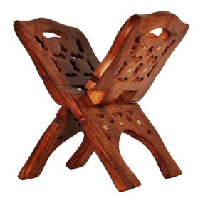 RUKMINI Sheesham Wooden Holy Book Stand Rehal for Pooja Reading Geeta Bible Quran Books (Brown 12 inch)