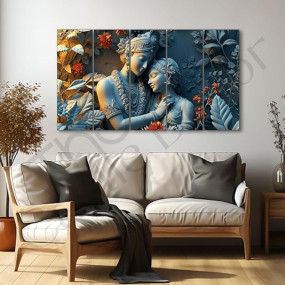 The Castle Decor Radha Krishna Wall Painting for Living Room Big Size - Radha Krishna Painting Wall Decor for Bedroom, Office, Hotels - Peaceful Digital Painting Wooden Framed for Gifting (27x48 inch)