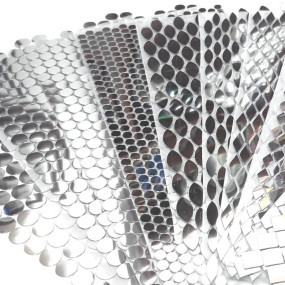 GoSetGet! Mirror Sticker Sheets (3200+ Mirrors) 10 Sizes & Shapes for DiwaliDecoration, Crafts & Embroidery Work, Lippan Art, Foil Material Waterproof, Strong Adhesive, Lasting Shine.. (Small-Pack)