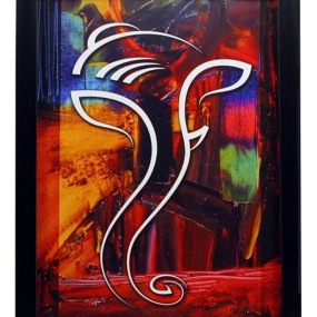 Indianara 3 PC Set of Ganesha Paintings (1088) Without Glass 5.2 X 12.5, 9.5 X 12.5, 5.2 X 12.5 inch(multicolor1088)