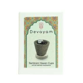 DEVAYAM Premium Sambrani Havan Cups | Pack Contains 1 Pcs | Traditional Lobhan Cups | Made with Laung, Bhimseni Kapur, Guggal & Herbs | Ideal for Puja, Meditation, Yoga & Aromatherapy