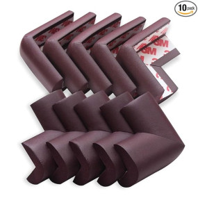 Kidsmate Baby Proofing Corner Guards | Extra Soft and Cushioned Corner Protector for Sharp Edges | Child Safety Edge Protector for Kids | Furniture Table Baby Safety Product (Pack of 10) - Brown