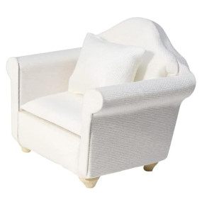 Doll House Furniture, Miniature White Sofa for Dollhouse, Kids Furnishings, Doll House Accessories and Furniture Set for Girls Age 3 and Up, 8 * 6.5 * 7.5cm