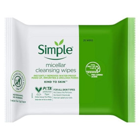 SHEA MOISTURE Simple Kind To Skin Micellar Cleansing Wipes 25 wipes | Instantly Removes Water Proof Make-Up, Impurities & Unclogs Pores | Super Soft Face Wipes with Gentle Cleansers & Multivitamins