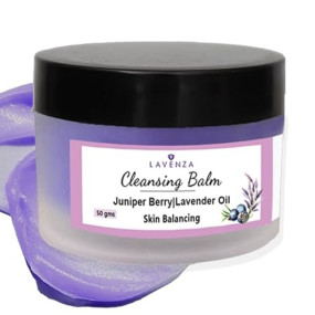 Lavenza Soothing Cleansing Balm – Soap Free Face Wash + Makeup Remover | With Natural Ceramides in Skin-Like Oils & Plant Butters | Gentle, Silicone-Free | For Sensitive Skin, All Ages & Genders | Juniper Berry & Lavender | 50g