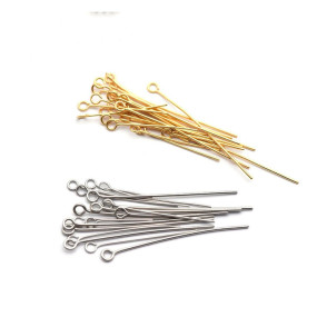 CRAFTS HAVELI Eye Pin Silver Golden for Jewelry Making – Pins with Loop End for Beading, Earrings, Necklaces, DIY Craft (400)