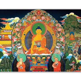 Tamatina Thangka Canvas Painting|A View of Buddha's Life|Buddhism Art|Size-13X9 Inches.h405
