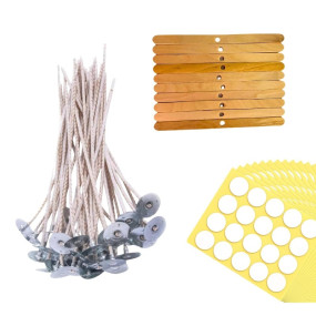 R Wellness® Candle Wicks for Candle Making DIY Candle Making Kit with 50 Pcs 3IN Eco Paper Wicks for Candle Making 50 Pcs Candle Wick Stickers 10 Pcs Wooden Candle Wick Holders Candle Making Material