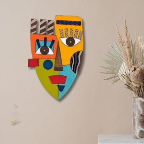 APS ART PLUS STORE Wooden 3D Wall Sculpture For Wall Decor, Unique Face Wall Mask For Living Room, home, Office Wall Decor
