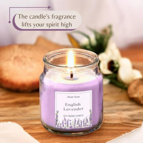 Asian Aura English Lavender Scented Jar Candle - Highly Fragranced Approx. 70gms Wax (Purple, Pack of 1) - Relaxation, Tranquility, and Serenity in Every Scented Flame