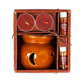 AuraDecor Fragrance Heat Diffuser Gift Set with Tealight Candles || HomeDecor || Diffuser Set || Tealight || Candles (Jasmine)