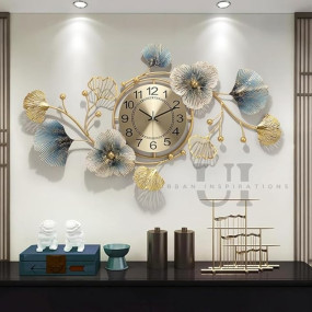 URBAN INSPIRATIONS Metal Wall Clock Big Antique Decorative Home Interior Stylish Watch & Silent Machine Gold for Bedroom/Living Room- 70CM,Analog