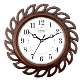 Kadio Analog 24.5 cm X 24.5 cm Wall Clock (Brown, with Glass, Standard)