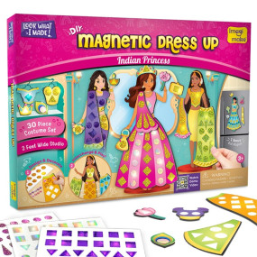 Imagimake DIY Magnetic Dress-Up Indian Princess |Pretend Play Toys for Girls|30 Magnetic Dresses & Accessories|Interchange & Create Unlimited Outfits|Birthday Gift for Girls Ages 3,4,5,6,7,Multicolour