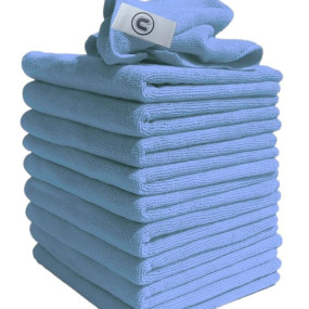 DCS Microfibre Cleaning Cloth, Blue, Pack of 10, Large Size: 40x40cm. Super Soft Premium Streak Free Washable Cloth Duster for Kitchen , Bathrooms, Surfaces, Mirrors, Car, Motorbike