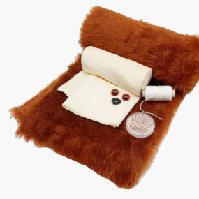 PRANSUNITA Complete Soft Toy Teddy Bear Making Kit – Includes Fur & Felt Cloth, Eyes Nose Set, Stitching Thread & Needle Set, Ribbon, DraftingPattern Paper & Cotton for Filling