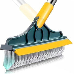 VYOOx Toilet Cleaning Brush with Wiper Tiles Cleaning Bathroom Brush Floor Scrub Brush with Long Handle 120° Rotate 2IN1 Home Kitchen Bathroom Toilet Cleaning Brush Pack-1